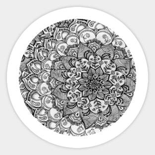 Shades of Grey - mono floral doodle Sticker